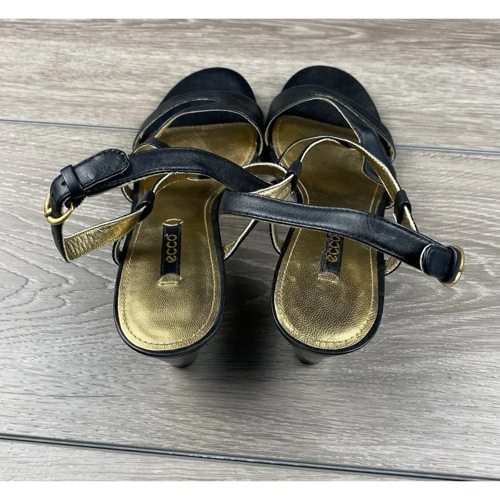 Ecco Women's Leather Slingback Strap Wedge Heels Black Size 40 US 9 - Picture 4 of 9